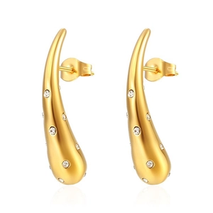 Elegant 18K gold plated teardrop earrings with crystal accents and stud closure