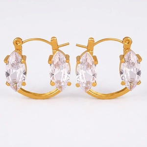 Orecchini A Cerchio In Acciaio Al Titanio Con Cristallo Marquise Stile Geometrico Vintage Lusso Moda Donna