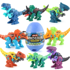 7-piece DIY take apart dinosaur toy set with egg packaging for kids assembly play
