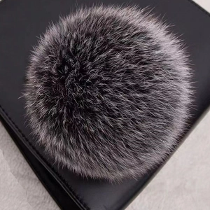 Pompon En Fourrure De Renard Véritable Avec Bouton Pression Pour Chapeaux Sacs Accessoire D'hiver Moelleux Élégant