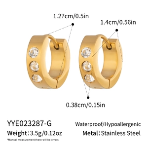 Spécifications de taille et poids pour boucles d'oreilles en acier inoxydable doré 18K