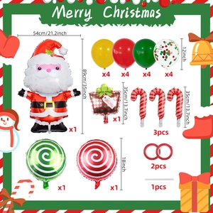 Détails du kit de ballons de Noël comprenant le Père Noël en aluminium et des ballons