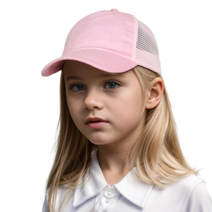 Rosa Mesh-Baseballkappe für Kinder mit atmungsaktivem Stoff und verstellbarem gebogenem Schirm