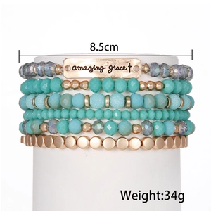 Ensemble de bracelets bohèmes multicouches avec perles turquoise et breloques dorées
