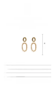 Detailed view of S925 silver 18K gold plated drop earrings with natural baroque pearls