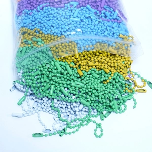 Colorful ball bead chains for DIY crafts and keychain accessories in mixed colors