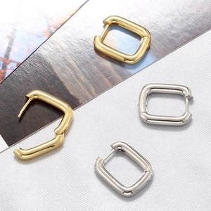 Minimalist 18K Gold Plated Copper Oval Hoop Earrings For Women Vintage Polished Geometric U-Shaped Metal Jewelry