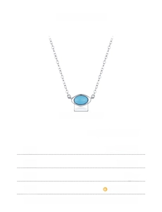 Detailed dimension guide for 925 sterling silver necklace with turquoise pendant