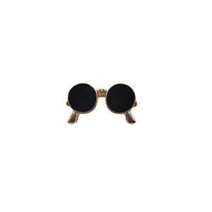 Cute cartoon sunglasses metal brooch with golden frame and black enamel for bags
