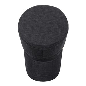 Classic dark grey men's flat top cadet cap with premium denim texture for sun protection