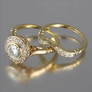Alloy Rhinestone Halo Ring And Wavy Curved Band Engagement Wedding Stackable Rings For Women Trendy Geometric