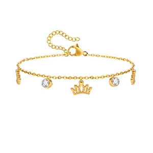 Goldenes Kronen-Armband mit Zirkonia-Inlays und verstellbarem Gliederarmband