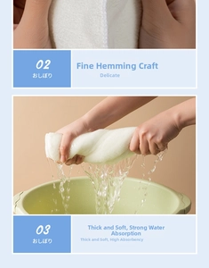 Detail of thickened edges and high water absorption capacity of the white facial towel
