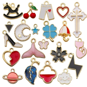 Enamel Alloy Charms Pendants Mixed Shapes Colorful Heart Star Flower For DIY Jewelry Making Necklace Bracelet Accessory