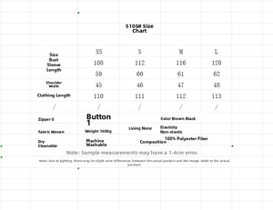 Detailed size chart for the reversible faux fur coat including chest and length measurements