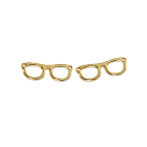 Two golden glasses-shaped alloy pendants for DIY handmade jewelry and craft making