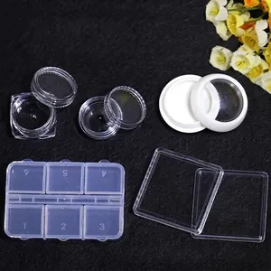 Transparent 28-slot plastic nail art storage box set with numbered compartments