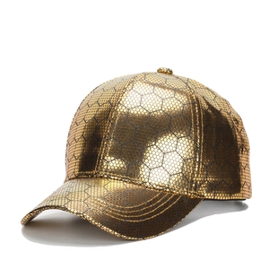 Metallic Baseball Cap Hexagonal Honeycomb Pattern PU Leather Adjustable Outdoor Fashion Sunshade Unisex