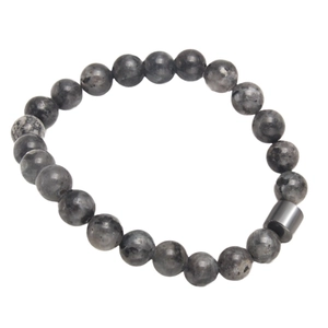 Natural 8mm hematite lava and tiger eye stone beaded elastic bracelet with metal bead