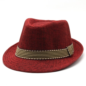 Chapeau Fedora En Paille Protection Solaire Respirant Plage Extérieur Été Style Rétro Avec Bande Rayée Hommes Femmes