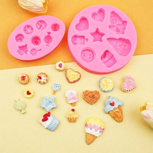 Makro-Detail rosa Silikonformen für DIY Mini-Eiscreme und Süßigkeiten aus Fondant