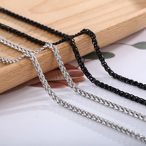 Macro di collane a catena in acciaio inossidabile argento e nero con maglia a drago
