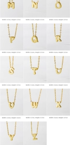 Detailed size chart showing dimensions for silver alphabet pendants from M to Z