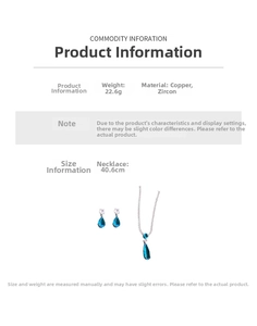 Details zum Zirkonia-Tropfen-Schmuckset mit Kettenlänge und Gewichtsangaben im Detail