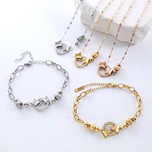 Elegant butterfly jewelry set with sparkling rhinestones in gold, silver and rose gold
