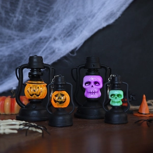 Halloween LED Lantern Pumpkin Skull Portable Retro Night Light For Party Decoration Hanging Ornament Plastic Novelty