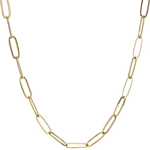 Classic gold paperclip chain necklace made of stainless steel with a high-polish finish