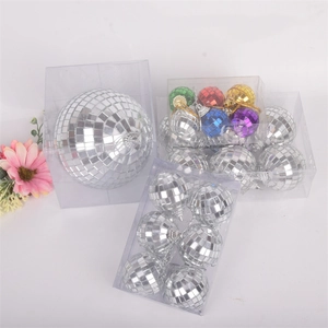 Silver mirror disco balls in various sizes for party and wedding cake decoration