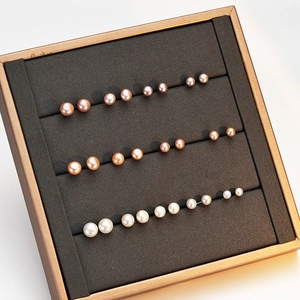 Elegant natural freshwater pearl stud earrings set in various sizes and colors