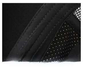 Detail of the mesh lining and sweatband stitching on a breathable outdoor flat top cap