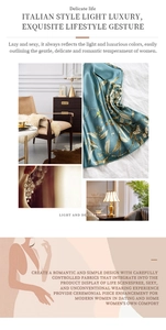 Detail of luxury emerald green satin robe featuring elegant botanical floral print patterns