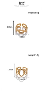 Detailed dimensions and weight of gold hollow geometric adjustable titanium steel rings