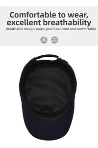 Detail of the breathable black mesh lining inside the men's flat top military sun cap
