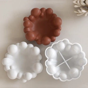 Cloud bubble silicone mold for resin trays and candle holders with a soft sphere edge design