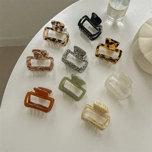 Square acetate leopard print hair claws in various colors and patterns for women