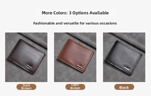Tre portafogli bifold da uomo in pelle PU in marrone scuro, marrone chiaro e nero