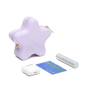 Star-shaped purple PVC mini bag with golden zipper and clip for summer casual wear