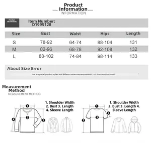 Size chart for women's asymmetrical one-shoulder dress with S M L measurements