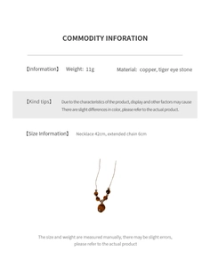 Fiche technique détaillée du collier en pierre d'oeil de tigre avec poids et taille