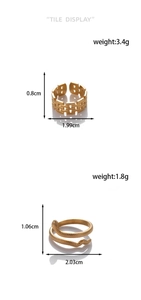 Detailed size measurement for gold snake and woven pattern stainless steel open rings