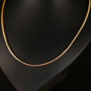 Polished gold round snake chain necklace for women in 316L stainless steel style