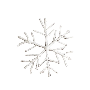 White 3D Christmas snowflake ornament with glittery finish for holiday tree decoration