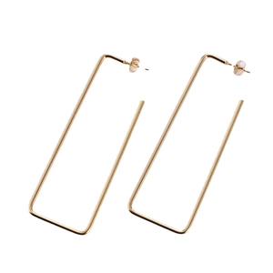 Minimalist large rectangular gold hoop earrings made of titanium steel for women