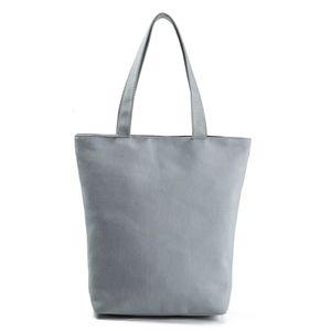 Gray canvas tote bag for nurses with creative print, large capacity shoulder shopping bag