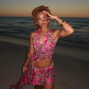 Top Corto Halter Sexy E Mini Gonna Con Volant Stampa Leopardata Rosa Floreale Estate Spiaggia Vacanze Clubwear Donne