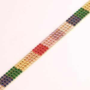 Sparkling multi-color crystal pavé claw chain necklace with elegant gold finish plating